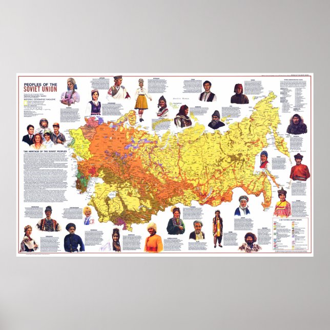 Poster " Sowjetunion : 1976 - Detaillierte Völkerkarte .. (Devant)