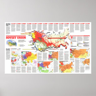 Poster " Sowjetunion : 1990 - Detaillierte Karte ...