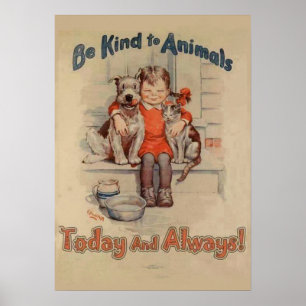 Poster Soyez aimable avec l'affiche d'animaux