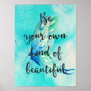 Poster Soyez belle aquarelle de papillon d'Aqua