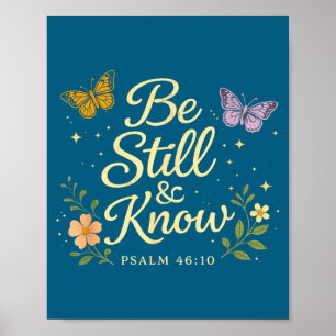 Poster Soyez et connaissez le verset biblique chrétien ps