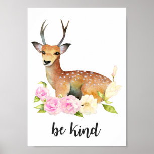 Poster Soyez Gentil   Art pour la nurserie de cerfs fores