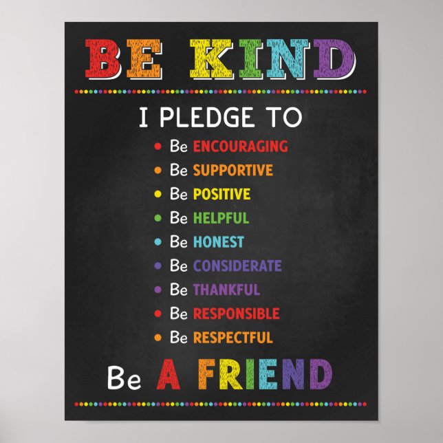 Poster Soyez gentil Promesse Classe Anti Bully Campagne (Devant)