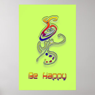 Poster Soyez heureux Alien, Abstrait