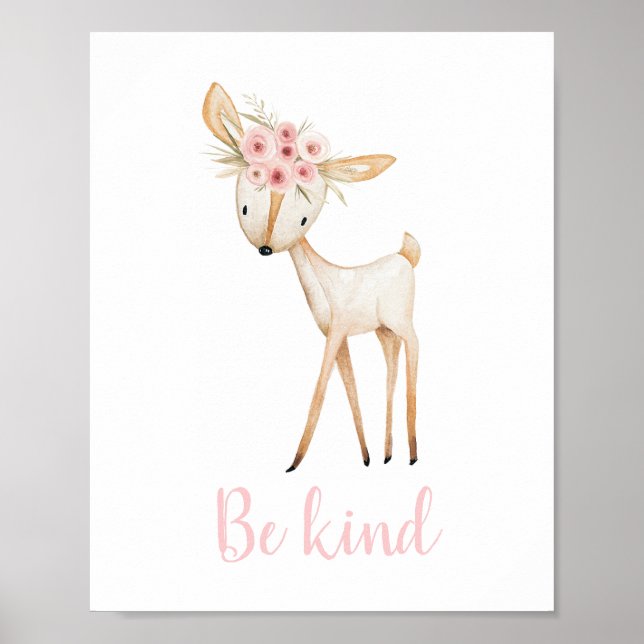 Poster Soyez heureux Aquarelle Cute Boho Woodland Nursery (Devant)