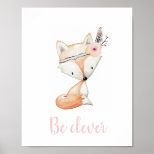 Poster Soyez mignon bébé Fox Watercolor Boho Nursery