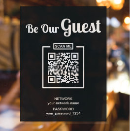 Poster Soyez notre Guest l Wifi mot de passe QR Code noir