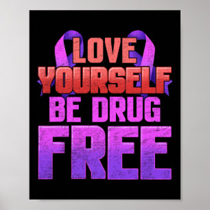 Poster Soyez Sans Drogue Aimez-Vous Violet Ruban
