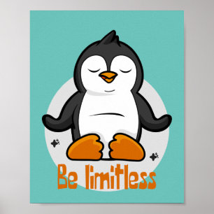 Poster Soyez Sans Limite Kawaii Drôle Pingouin Faire Des 