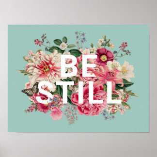 Poster Soyez toujours Floral Vintage Mint Green Word Post