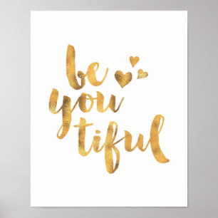 Poster Soyez vous minuscule feuille d'or typographie post