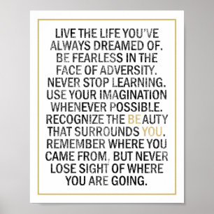 Poster Soyez vous, soyez sans peur, vivez la vie Inspirat