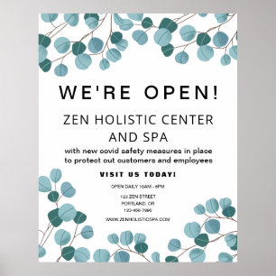 Poster Spa d'affaires réouverture Turquoise Black Botaniq