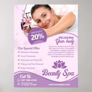 Poster Spa rose, Centre de bien-être, Salon de beauté