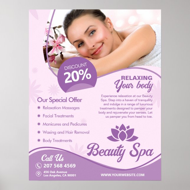 Poster Spa rose, Centre de bien-être, Salon de beauté (Devant)