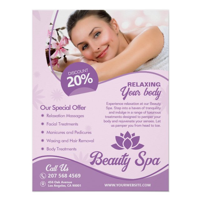 Poster Spa rose, Centre de bien-être, Salon de beauté bri (Devant)