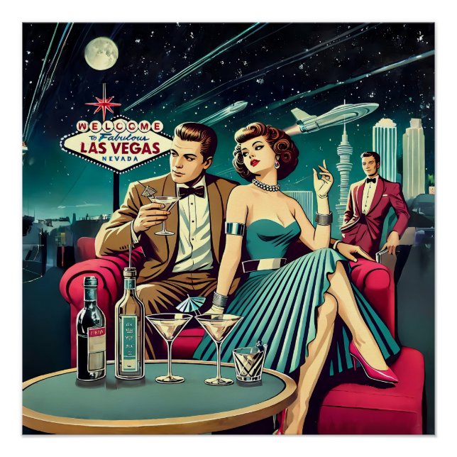 Poster Space Age Las Vegas Martini Party (Devant)