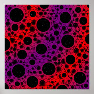 Poster Space Bubble Spots - Purple/Red