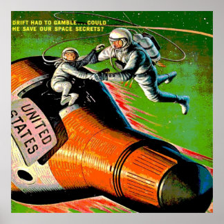 Poster Space Sci Fi Comédie Livre astronaute Monkey Vinta