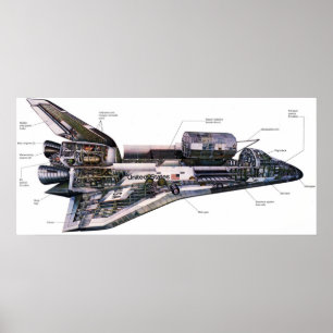 Poster Space Shutle Orbiter Cutaway Illustration Huge Can