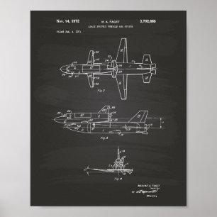 Poster Space Shuttle Vehicle 1972 Patent Art Chalkboard