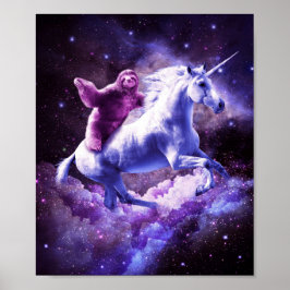 Poster Space Sloth Riding Sur Unicorn