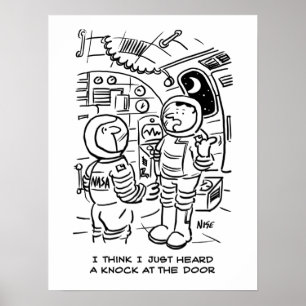 Poster Spacemen on Spaceship Hear Knock at Door