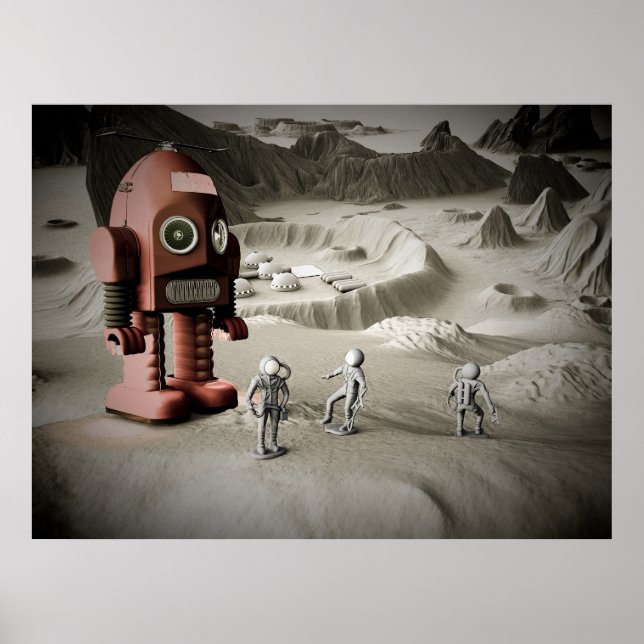 Poster Spacemen Robot Thunder et Toy Retro Styled Print (Devant)