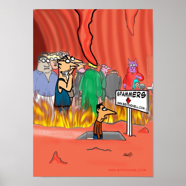 Poster Spammer En Dessin D'Enfer - Drôle (Devant)