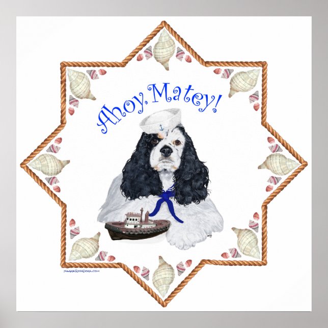 Poster Spaniel Cocker Américain Marin (Devant)