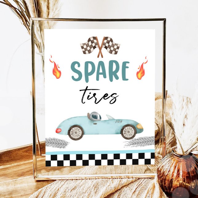 Poster Spare Tires Blue Race Car Deux Fast Boy Anniversai (Créateur téléchargé)