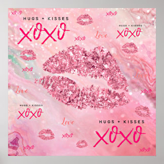 Poster Sparkle Kisses Love Valentines Don Pour Elle