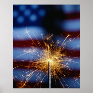 Poster Sparkler avec drapeau américain