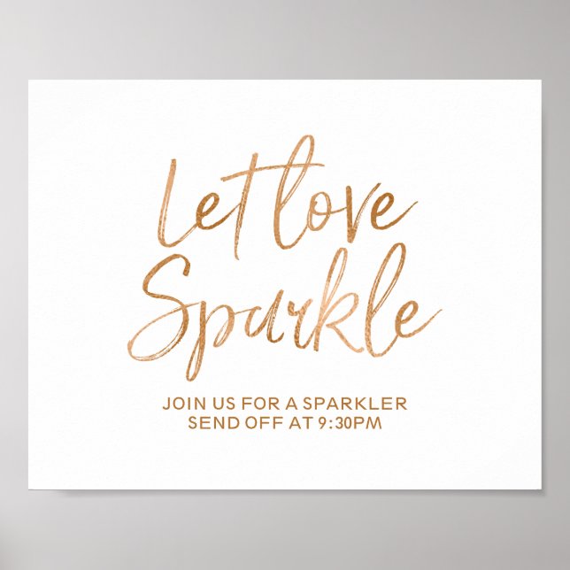 Poster Sparkler Envoi 8x10 Rose Gold Mariage Signal (Devant)