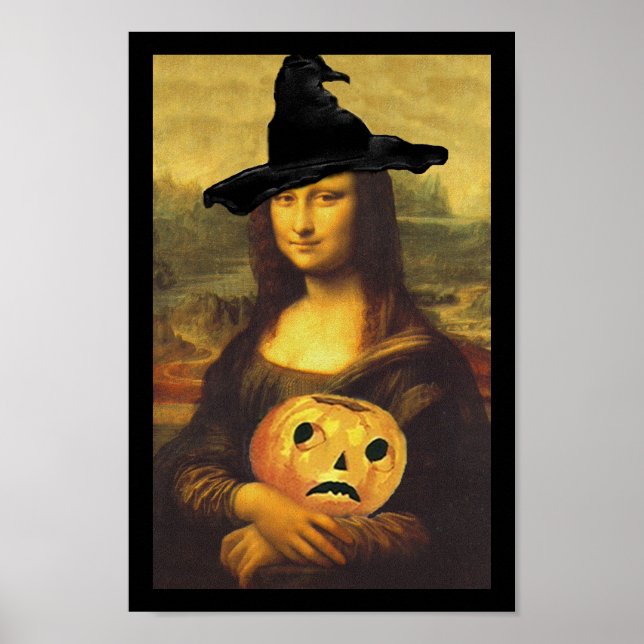 Poster Spaß Renaissance Mona Lisa Halloween Hexe (Vorne)