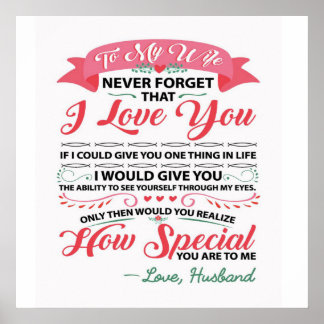 Poster Special Quotes To My Wife | Venin pour femmes |