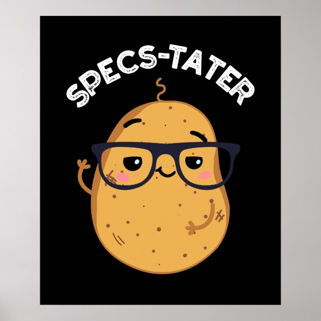 Poster Specs tato Funny Potato Spectacle Pun Dark BG (Devant)