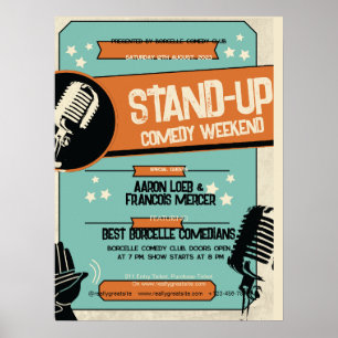 Poster Spectacle de comédie stand-up rétro vintage grunge