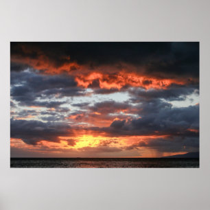 Poster Spectaculaire coucher de soleil de Maui avec affic