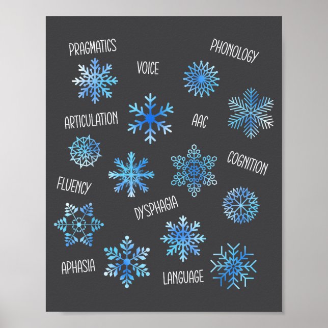 Poster Speech Therapy Snowflake Winter Vocabulary Theme F (Devant)