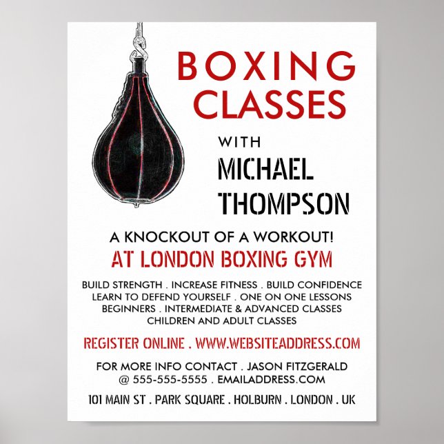 Poster Speed Ball, Boxing Class Advert (Devant)
