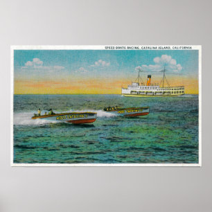 Poster Speed Boating en Catalina Island, Californie
