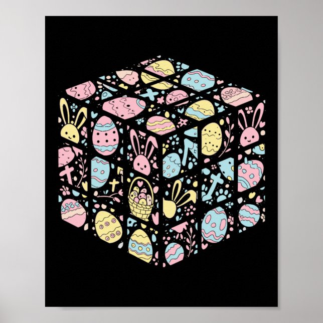 Poster Speed Cube Bunny Oeuf de Pâques Jour de Pâques Gar (Devant)