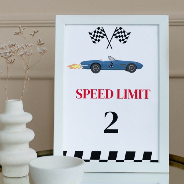 Poster Speed Limit Race Car Anniversaire Signal (Créateur téléchargé)