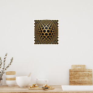 Poster Sphère Hexagone Doré