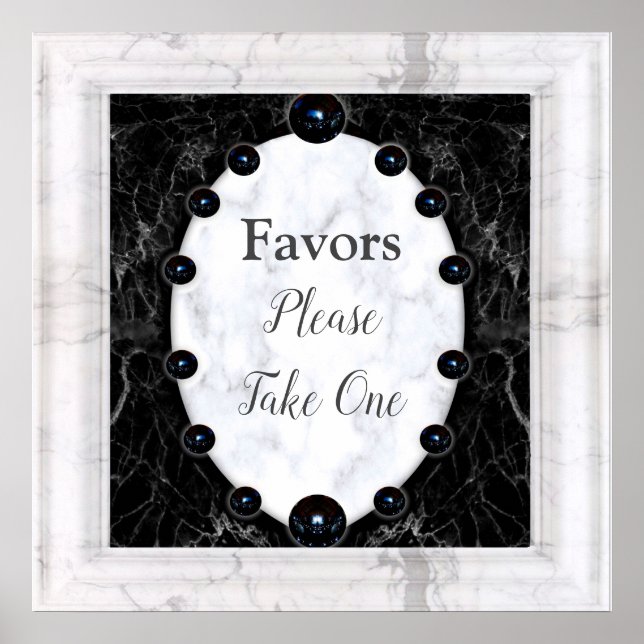 Poster Sphères de marbre blanc et noir oppulentes (Devant)