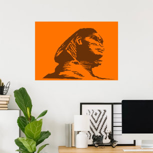Poster Sphinx Égyptien Ancien Gras Orange Et Brown