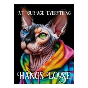 Poster Sphynx Chat Hangs Loose Anniversaire