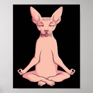 Poster Sphynx Chat Yoga Médaille Éleveur Hairless Animaux