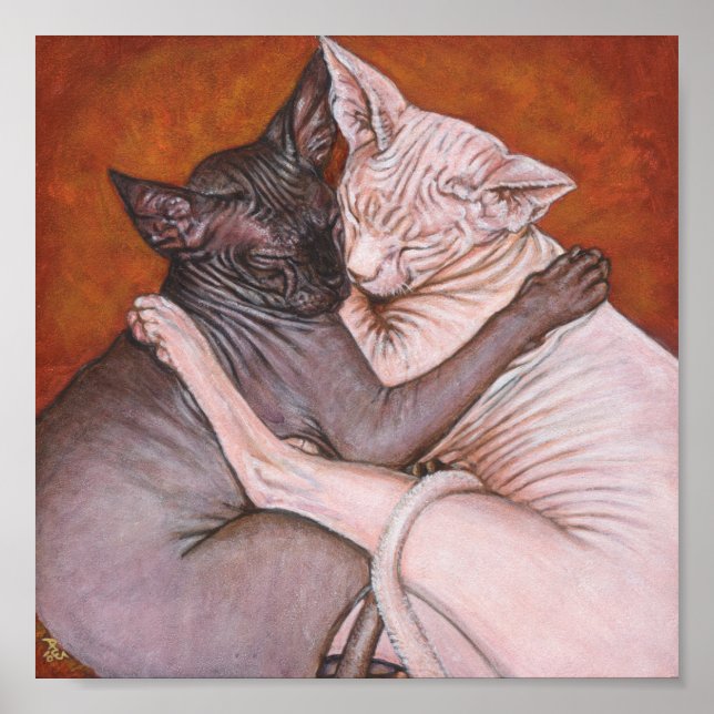 Poster Sphynx Sphinx Peinture de chats Art (Devant)